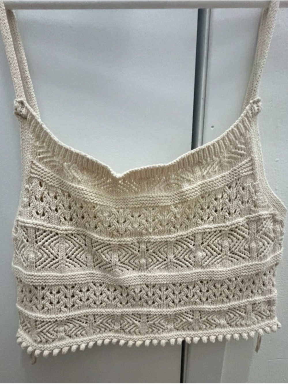 ZARA Cream Crochet Knit Crop Top Boho Summer Bralette Festival Cami